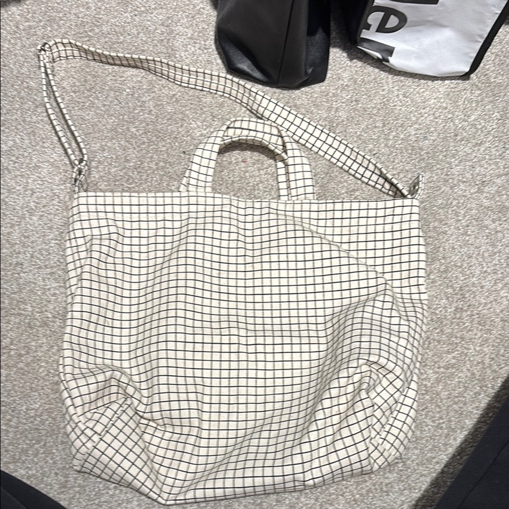 Checkered Tote Bag - Black and White